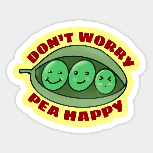 Don't Worry Pea Happy | Peas Pun Sticker by Allthingspunny